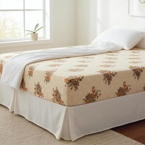 New Old Stock Vintage 70’s Wabasso Floral Double Fitted Sheet - Imperfect